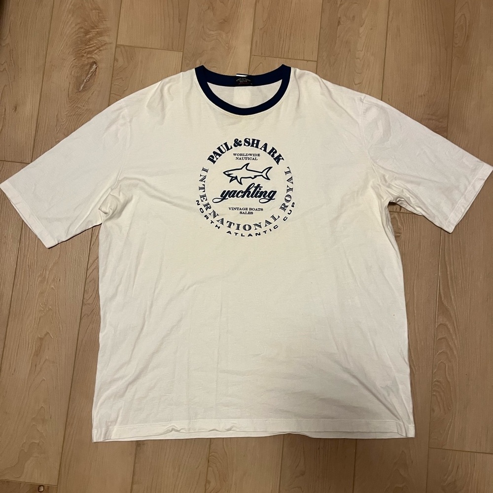 Paul & Shark Cream Tee with Navy Accents